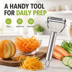 Stainless Steel Dual-Blade Vegetable Peeler & Julienne Slicer for Fruit & Veggie