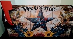 Magnetic Patriotic Welcome Blue Star Mailbox Cover – July 4 /anytime( 21″ x 18″)