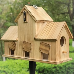 Bird Houses for Outside,Outdoor 3 Hole Bird House Room for 3 Bird Families Bl…