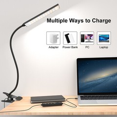 Adjustable LED Lamp Dimmable Clip-On Desk Lamp Flexible Reading Light Flexible
