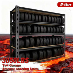 5-Tier Heavy Duty Metal Shelving Unit Adjustable Garage Shelves Utility Rack