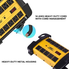 10 Outlets Heavy duty Power Strip Surge Protector 2800J 6FT Extension Power Cord