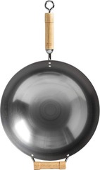 JOYCE CHEN Classic Series 14-Inch Carbon Steel Wok with Birch Handles Round Bott
