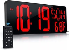 17.2″ Large LED Digital Wall Clock w/ Remote Control &Auto-Adjustable Brightness