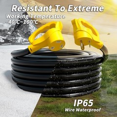 PlugSaf 50FT 30 Amp RV Extension Cord 10/3 STW NEMA TT-30P TT-30R Heavy Duty