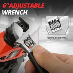 17Pc 12oz Rubber Face Hammer Adjustable Wrench Combination Plier Home Tool Kit