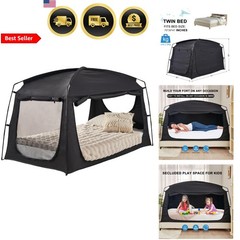 Privacy Blackout Tent for Adults Kids Sunproof Portable Bed Canopy Mesh Windows