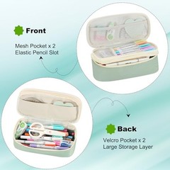 Pencil Case for Girls Kids Teens Adults Large Pencil Bag with Zipper A-Green