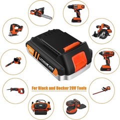 2 Pack 20V MAX 3.0Ah Battery and Charger Combo for BLACK+DECKER 20V Batteries
