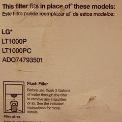 HDX FML-5 Water & Ice Filter for LG LT1000P/LT1000PC ADQ74793501