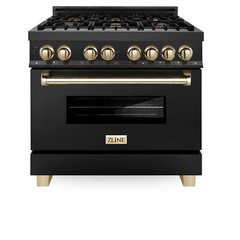ZLINE 36″ 4.6 cu. ft. Dual Fuel Range Gas Stove Electric Oven GOLD RABZ-36-G OB