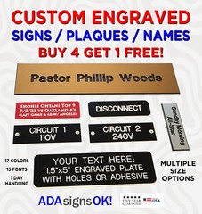 ENGRAVED SIGNS! Custom Name Plates, Plastic Labels, Office Door & Desk Plaques