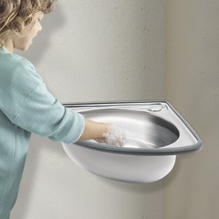 Stainless Steel Small Wall Mount Corner Bathroom Sink With Overflow Triangle