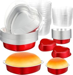 30 Pack Heart Shaped Cake Pans 9 oz, 1.86 oz Aluminum Heart Shaped Foil Pan