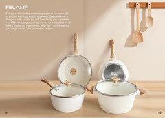 Nonstick Ceramic Cookware Set, 7-Piece Cream White Non-Toxic Pots and Pans Set,