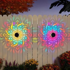 Solar Mandala Mosaic Lights 7 Color Changing Outdoor Solar Fence Decor Lamp