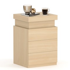 3 Drawer Nightstand with Charging Station and LED Lights