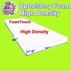 High Density FoamTouch Upholstery Foam sizes (1-6)” X 24″ X 96″- Free Shipping