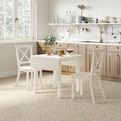 Eastern Tides Coastal Wire-Brushed Acacia Three Piece Cross-Back Dining Set