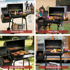 CC1830S BBQ Charcoal Grill and Offset Smoker | 823 Square Inch Cooking Surface,