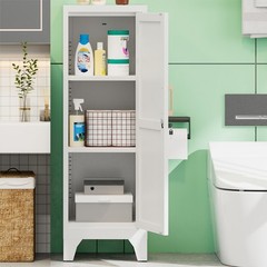 Metal Kitchen Pantry Cabinet, Lock Freestanding Storage Cupboard with Adjustable