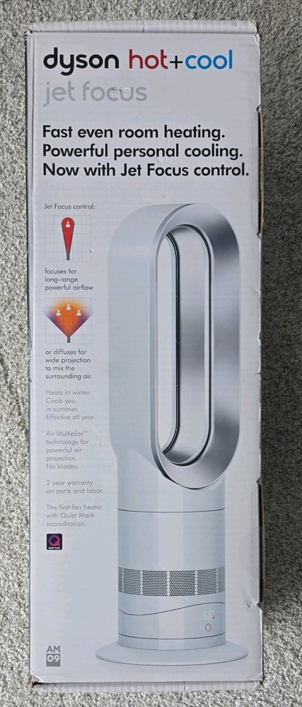 NEW Dyson AM09 Hot+Cool Tower Fan – White/Silver, Jet Focus
