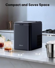 Compact Countertop Ice Maker: 8 Cubes/6 Min, 26.5 lbs Capacity, Portable & Clean