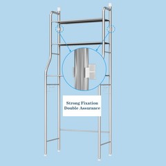 Space-Saving Over Toilet Storage Shelf Bathroom Organizer Rack w Removable Hooks