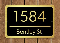 Customized Home Address Plaque Gold Text Metal 12″ x 8″ House Number Sign