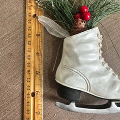 White Ice Skate Ornament Pinecone Berries Christmas Tree Decor Realistic Holiday