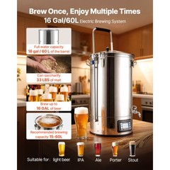 Uimoso Home Beer Brewing System with Circulating Pipe, 16-Gallon Capacity