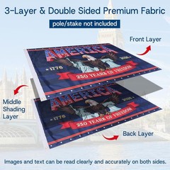 3 Ply 250 Years America Flag – Double Sided Patriotic Eagle 3 X 5 Ft Anniversary
