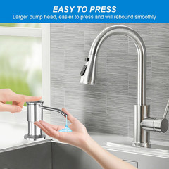 Kitchen Sink Soap Dispenser, Brushed Nickel, with 47″ Extension Tube Kit