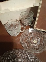 Luminarc J G DURAND ANYTIME CUT CRYSTAL Snack SET 12 Piece NEW