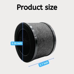 Nispira TZ-K1 True HEPA Carbon Filter for ToLife TZ-K1 Air Purifier, 2 Pack