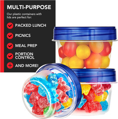 Stock Your Home 4Oz Plastic Containers with Twist Top Lids (6 Pack), 1/2 Cup Sma