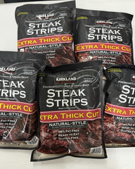 5 (12oz each) Kirkland Premium Cut Steak Strips Extra Thick Beef Jerky EXP 10/26