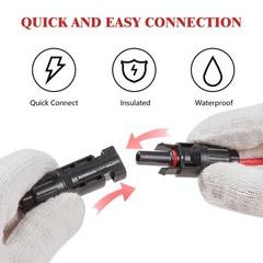 11ft 20ft Black Red Solar Panel Extension Cable Wire Solar Connector 14AWG Gauge