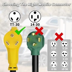 PlugSaf 50FT 30 Amp RV Extension Cord 10/3 STW NEMA TT-30P TT-30R Heavy Duty