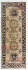 4.6×12 Ft Vintage Anatolian Oushak Runner Rug. Hand Knotted Wool Rug