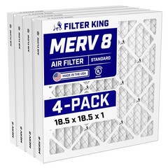 Filter King 18.5×18.5×1 Air Filter 4-PACK MERV 8 Actual Size 18.5 x 18.5 x .75″