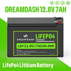 12.8V 7Ah LiFePO4 Lithium Battery, 4000+ Cycles Built-in BMS for Fish Kids Car