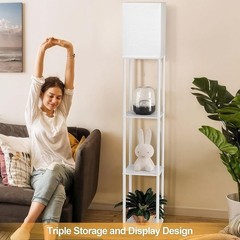 LED Floor Lamp W/ 3 Color Temperature Settings & 3 Tier Storage Shelves New