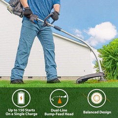 LawnMaster NPTGCP2517B No-Pull Gas String Trimmer with Electric Start 25cc