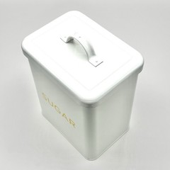 Vtg Retro Martha Stewart Sugar Metal Enamel Tin Canister Kitchen White Yellow
