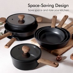 Sensarte Ceramic Nonstick Cookware Set, 24 Pieces, Die-Cast Aluminum, Induction