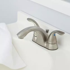 Glacier Bay Builders 4 in. Centerset Low-Arc Bathroom Faucet in Brushed Nickel