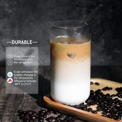 1 Pack Glass Cup, 16oz Drinking Glass with Bamboo Lid and Straw, Beer Tumbler…