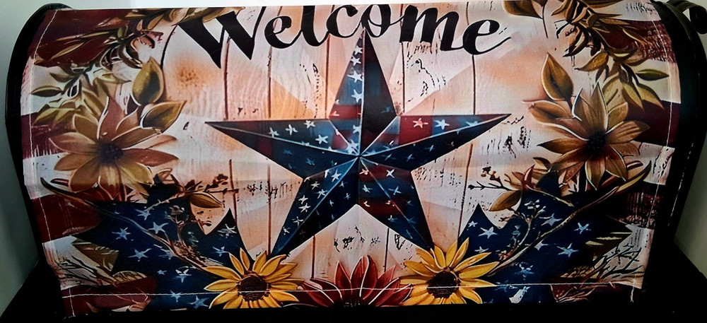Magnetic Patriotic Welcome Blue Star Mailbox Cover – July 4 /anytime( 21″ x 18″)