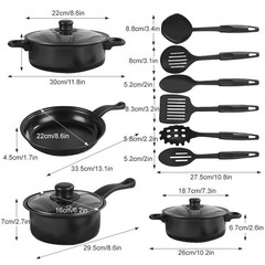 13PCS Nonstick Kitchen Pots & Pans Set Induction Cooking Pot Kitchen Utensils US
